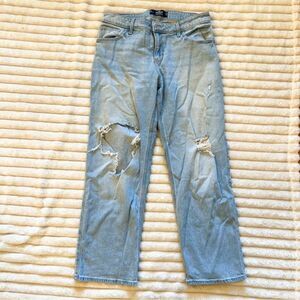 Hollister low rise dad jean wide leg destroyed jeans size 9s
